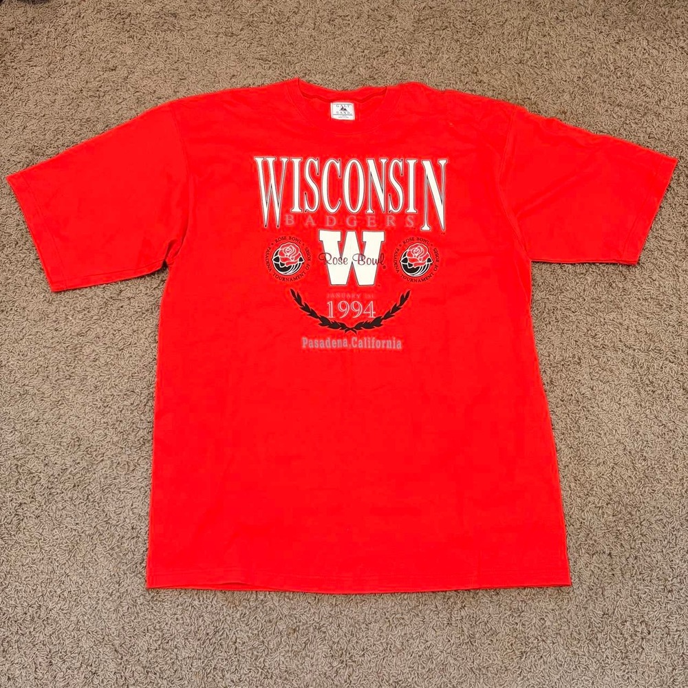 Vintage 1994 Galt Sand Wisconsin Badgers Rose Bowl T-Shirt Mens XL Red USA Made